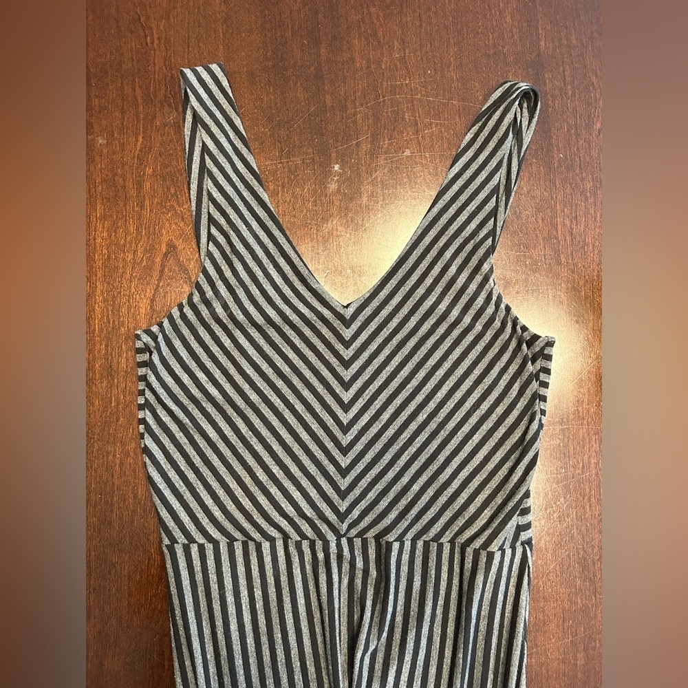 Adrienne Vittadini Black and Gray Striped Sleeveless dress. - Picture 2 of 4